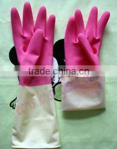 2012 hot sale red household clean latex glove with long cuff