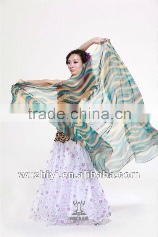 Wuchieal Silk Belly Dance Veil in Gradation Colors, Dance Accessory in Belly Dance Performance