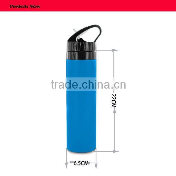 Wholesale food grade silicone water bottle with straw and handle