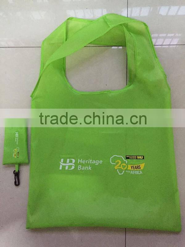 Custom 210 t Ripstop nylon these reusable folding shopping bag with small pouch