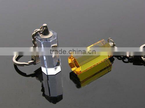 pure printed picture flash light crystal glass keychains with child for small gift (R-0840