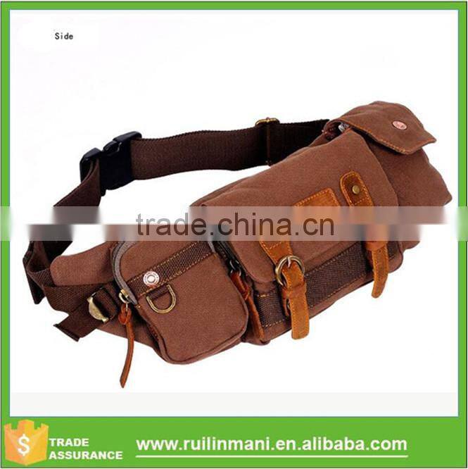 Vintage Best Khaki Mens Canvas Waist Bag Promotional Fanny Pack 2015