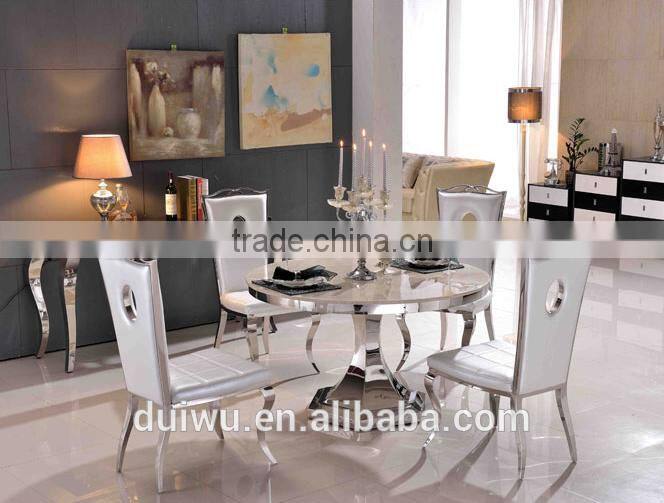 Foshan dining room furniture fashion 201 stainless steel roating round table