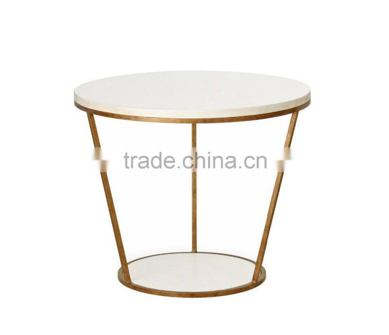 Hot sale modern living room gold wire side table with marble