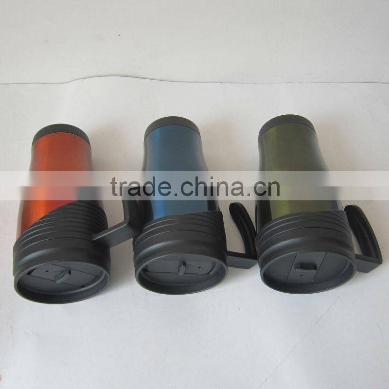 16OZ Double Wall Thermos Plastic Travel Mug with Stainless Steel Outer