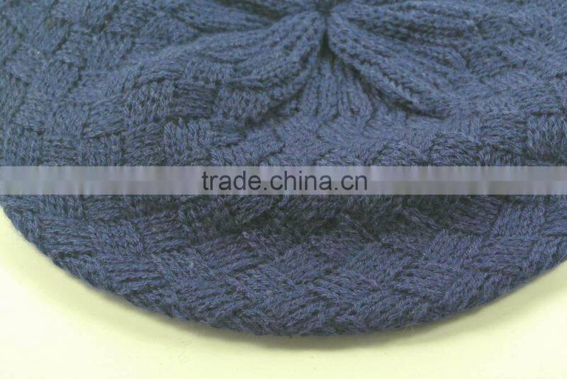 2015 Fashional Navy Cable Ladies' Knitted Baret