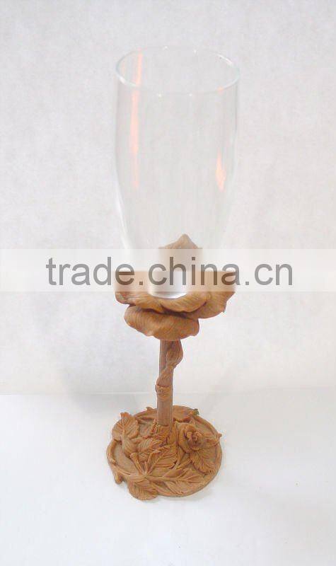 rose design pewter craft wedding champagne flute