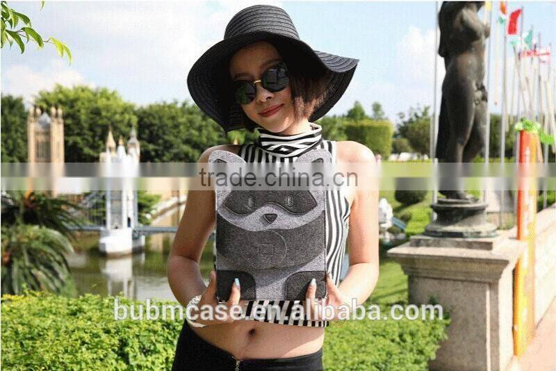 Black Color 7.9 inch Wool Felt Tablet Case Cute Cartoon Raccoon Bag Tablet Sleeve Tablet Pouch