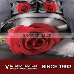 red rose pattern printed cotton fabric bed linen sets 4pcs twin queen king size 5D