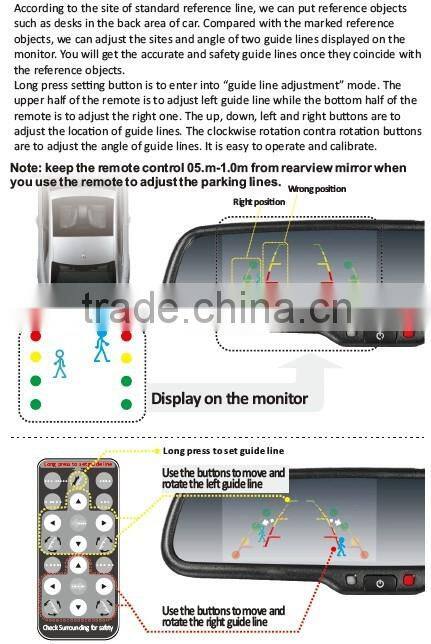 Latest 4.3 inch car rear view mirror monitor with universal bracket and waterproof camera