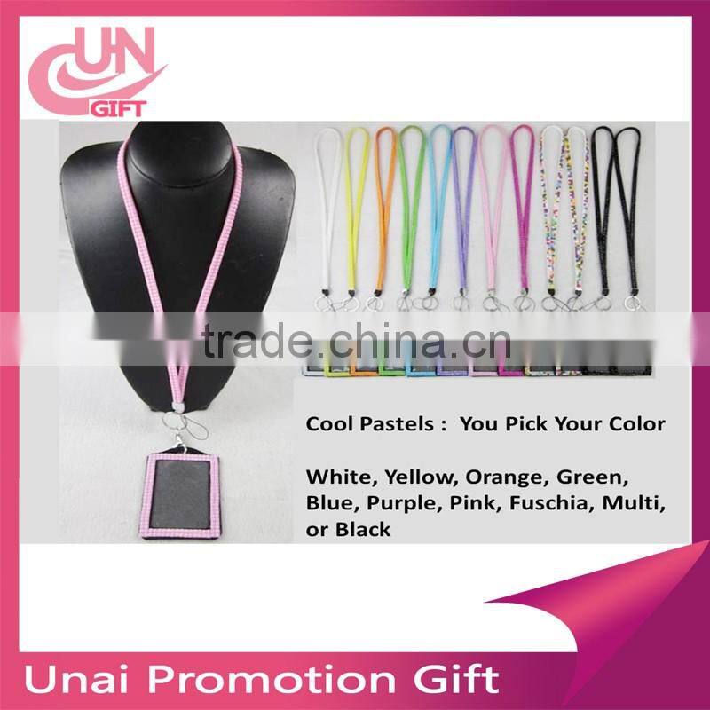 Fashion Multi-Color Rhinestone Crystal Bling Necklace LANYARDs Key Chain Key Holder ID Badge Holder