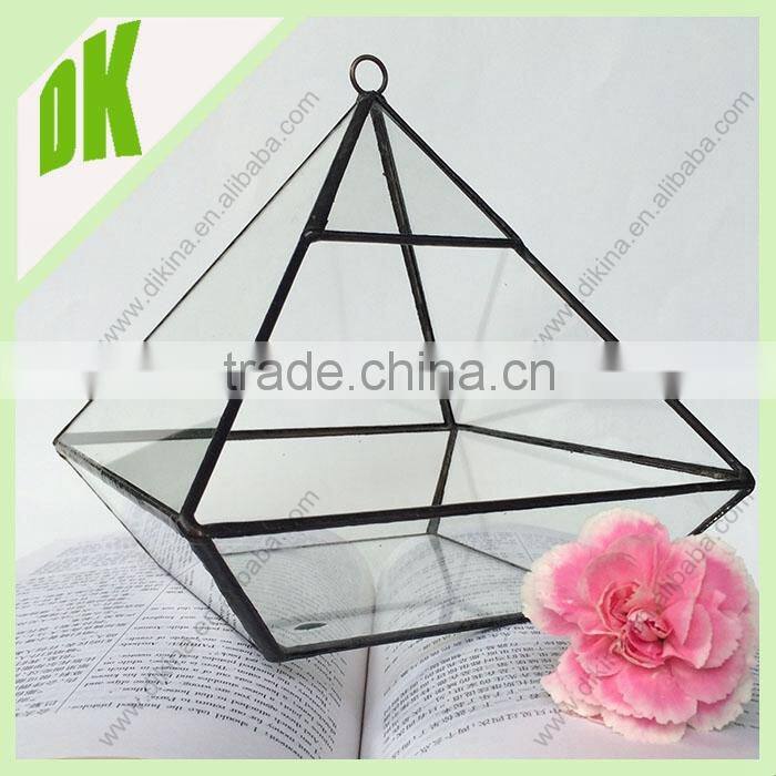 Black Metal and Glass Pyramid Shape Terrarium // Home & Garden decoration Gothic Style Small Indoor terrarium glass plant house