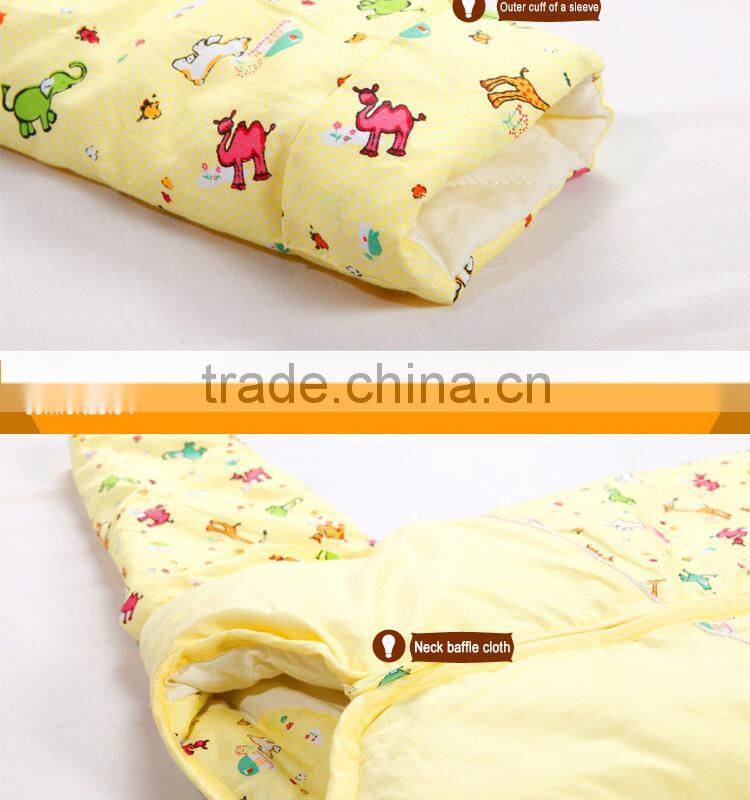 Infant kids anti kicking quilt sleeping bag for four seasons detachable fillings yellow style