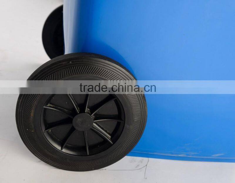 120L Outdoor plastic trash can with two wheels waste bin