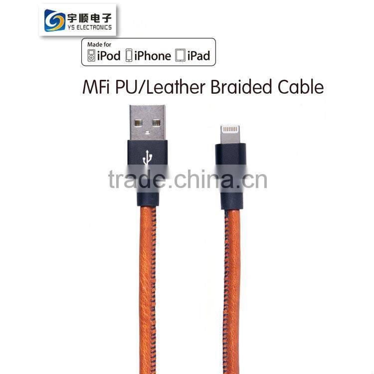 MFi 8 pin braided usb cable PU/cable for charging and data transmission