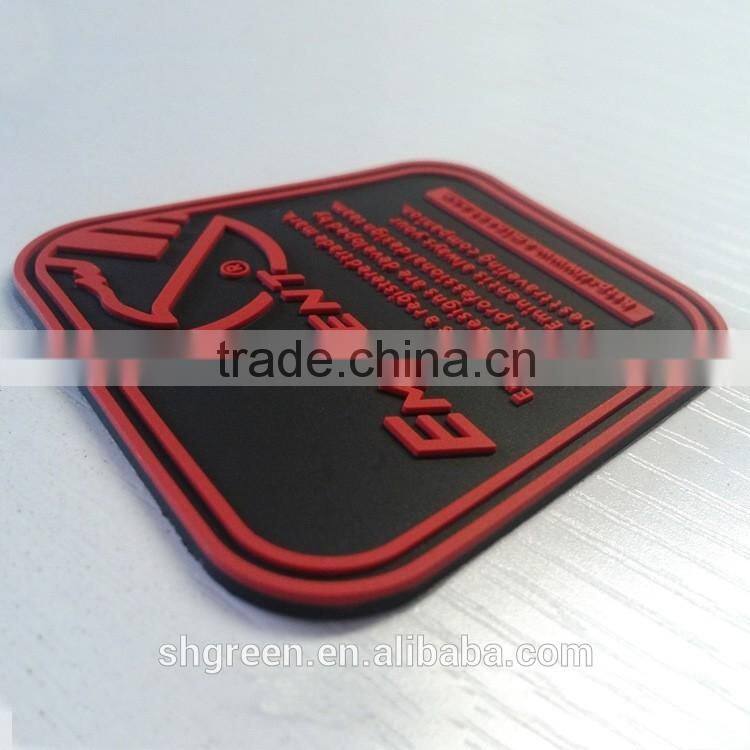 waterproof 3D raised logo rubber badge,jacket sewing on rubber patch