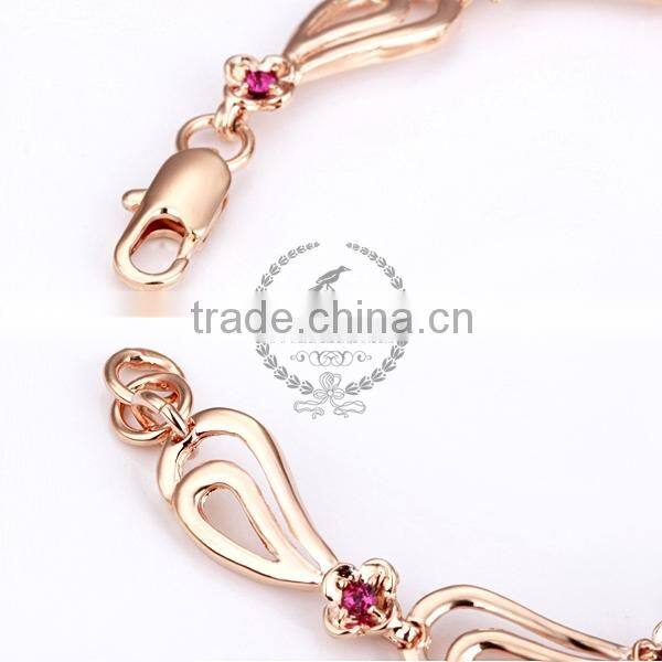 18KGP rose gold plated purple crystal rhinestone Austria crystal elements women bangle bracelet fashion jewelry B004