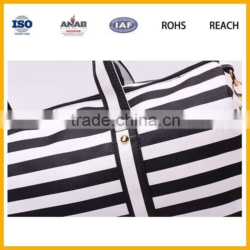 Latest Model travel bags Stripe Luggage Bags Leather Duffle Bags