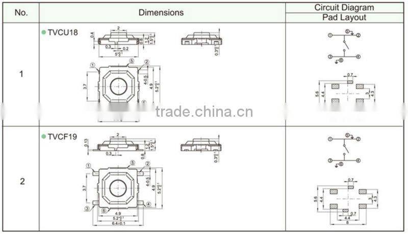 FTVCU18 smt tact push 230v touch switch