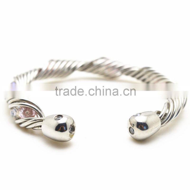 China factory wholesale simple design fashion stainless steel bangle with diamond