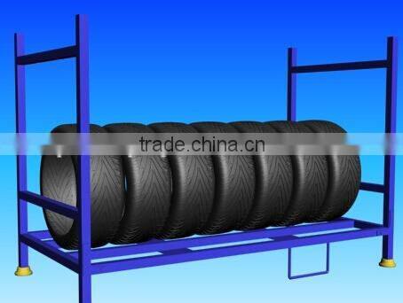 Stackable Folded Metal Floor Display Tyre Stand/double layer