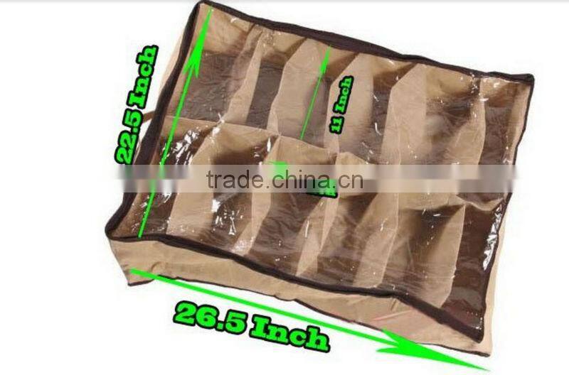 As Seen On TV 2014 Wholesale 12 Shoe Organizer Storage Box With Transparent Cover Good Quality Hot Selling 76x61x15cm