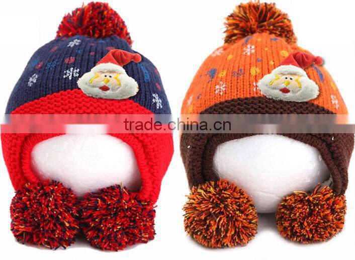 Korean Fashion Handmade Crochet Santa Hat Baby Boy Girls Chirstmas Knitted Beanie Warm Hats