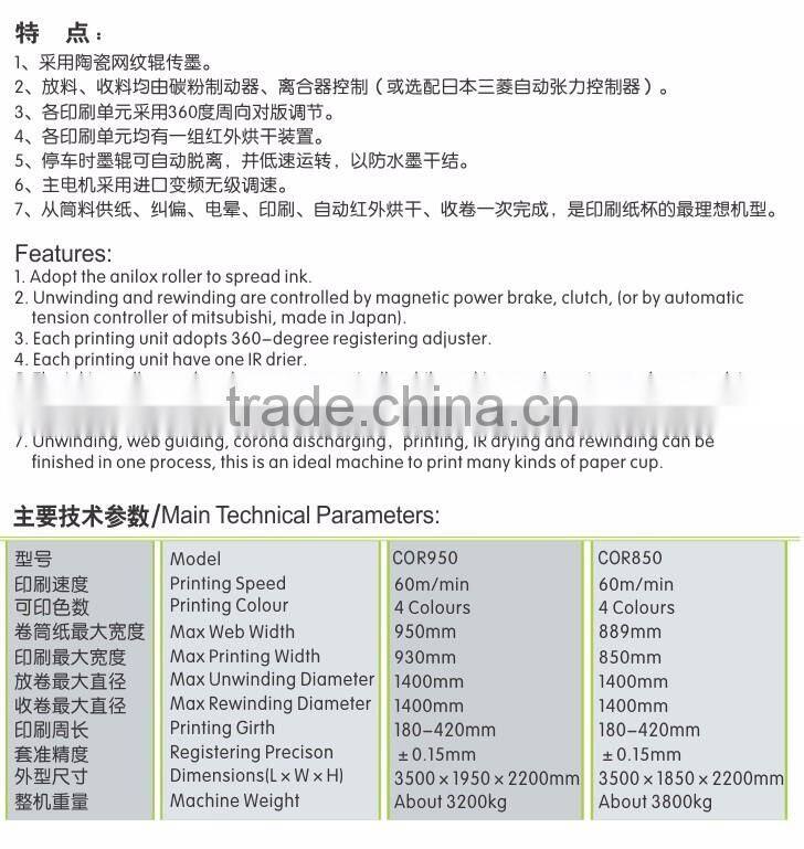 credit ocean COR-850 4 colors paper cup printing machine