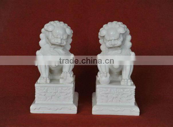 White Marble Fu Dogs Statue