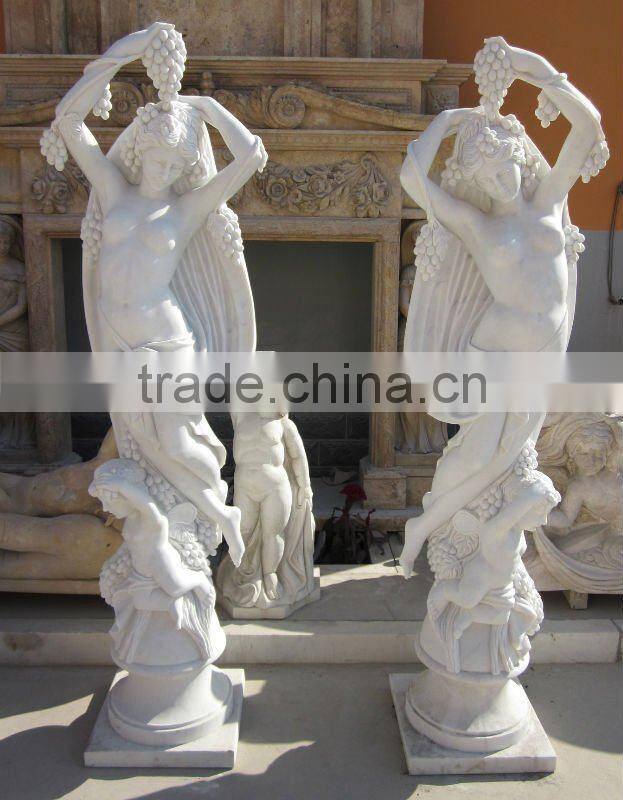 Decorative Marble Stone Girl Statue With Flower