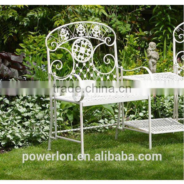 POWERLON Vintage 2 Seater Garden Bench Wrought Iron Outdoor furniture
