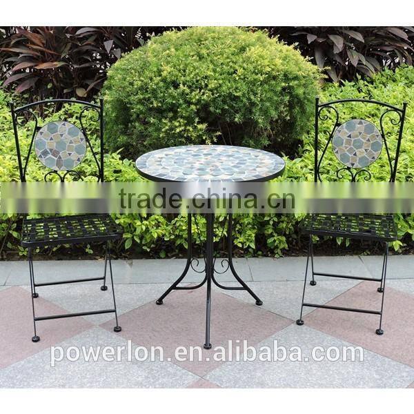 Ornate Mosaic bistro set stone pattern coffee table outdoor wedding furniture