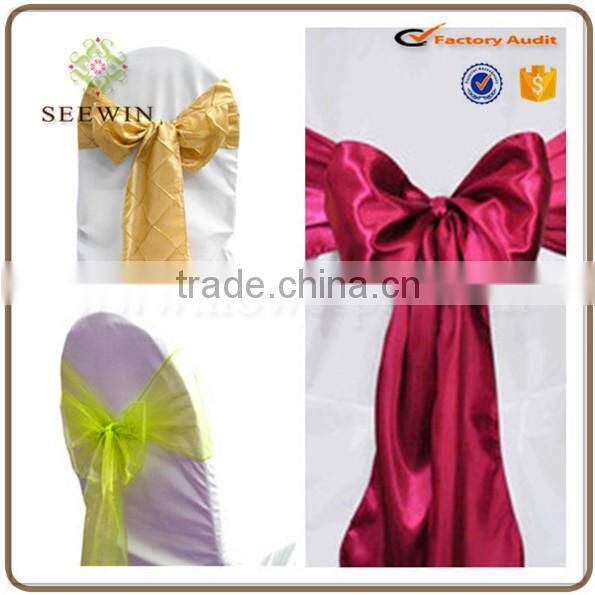 Korean style chair satin bow tie for wedding chair deco