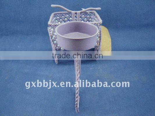 Purple pearl wire car shape decorative candlestick craft