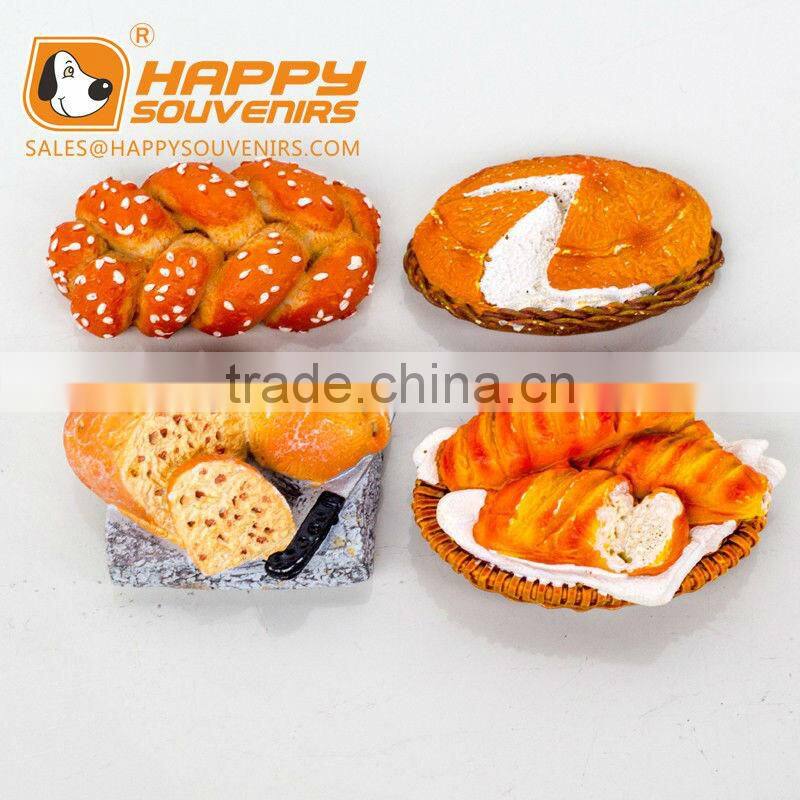custom design rolling bread with vegetable and meat 3D resin fridge magnet