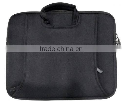 Black Classic Neoprene Laptop Handbag With Pocket