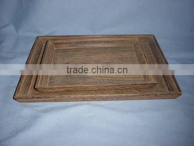 carbonized unfinished wooden tray sets with handles
