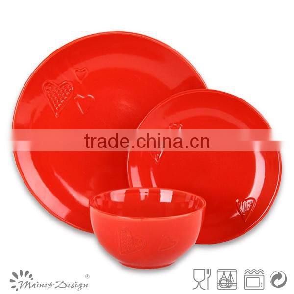 16pcs Embossed Heart Design Ceramic Stoneware Dinnerware Set