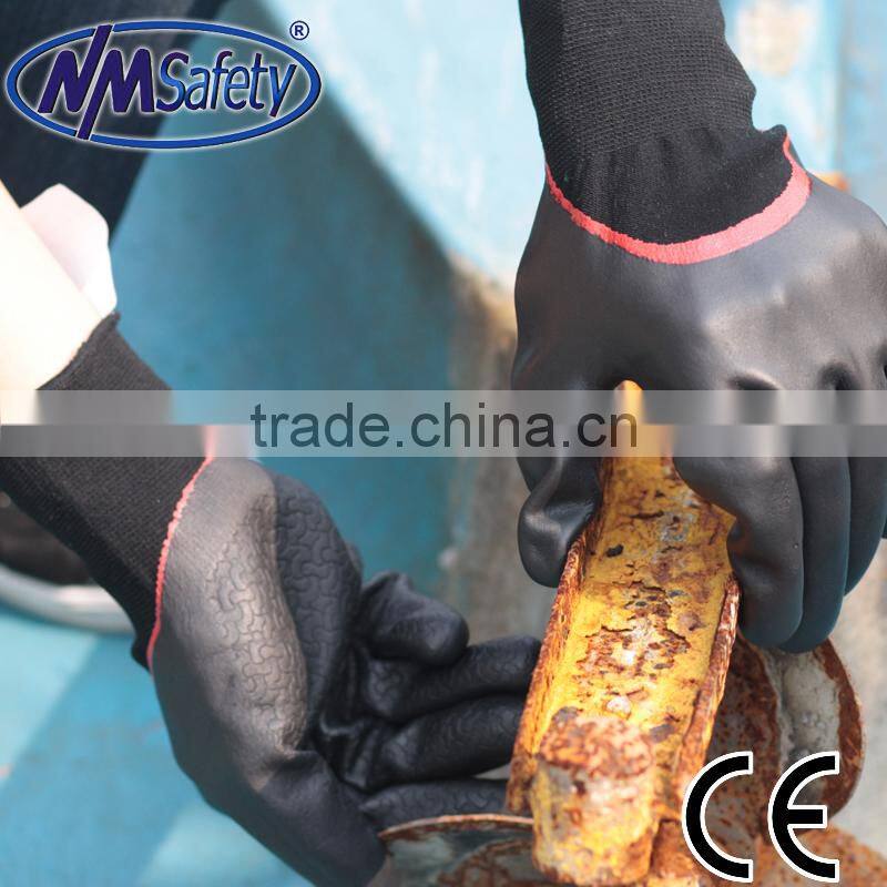 NMSAFETY high quality foam nitrile oil proof safety glove/oil glove