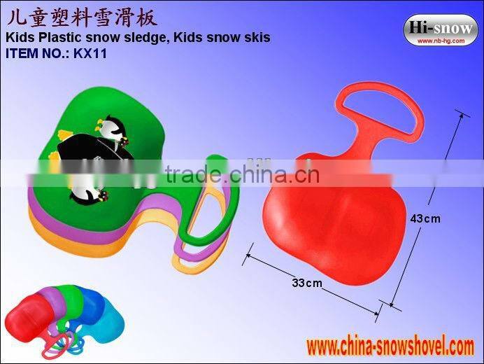 Cartoon embossed kids snow glider/plastic snow sled/snow sledge/Kids snow skis