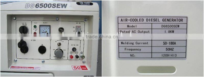 100% copper wire 5KW electric start single/three phase sound proof welding generator diesel price