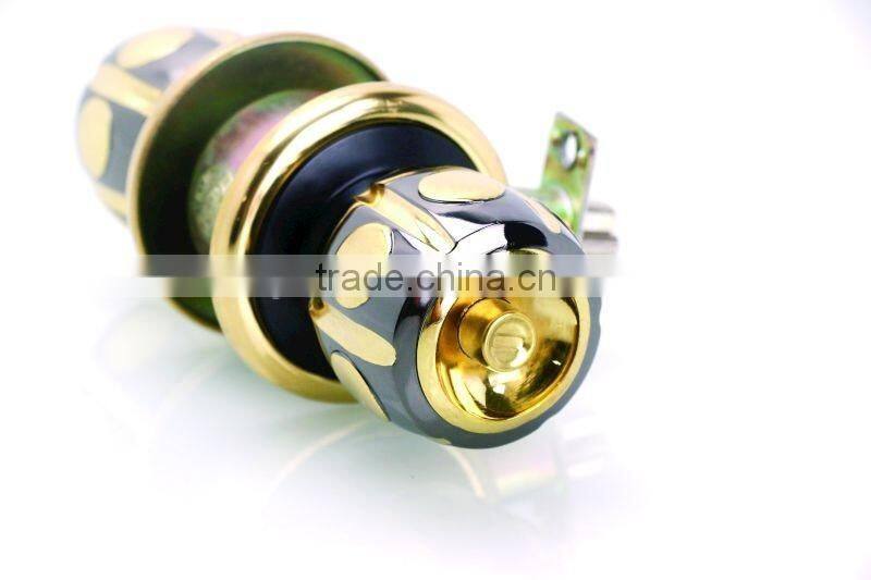 Berrylion tools high grade gold black color ball type door lock, copper cylinder spheroidal lock