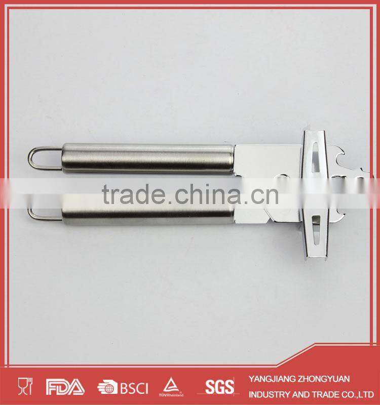 Stainless steel can opener and bottle opener with stainless steel handle