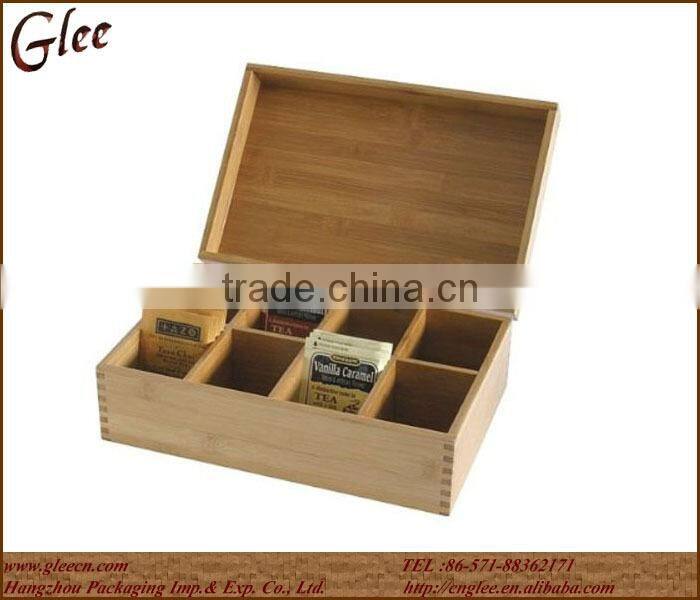 High-garde wooden tea bags box 8 compartment