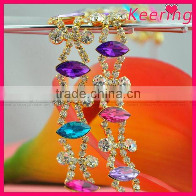 Hand-made rhinestone garment colorful beaded chain WRC-213