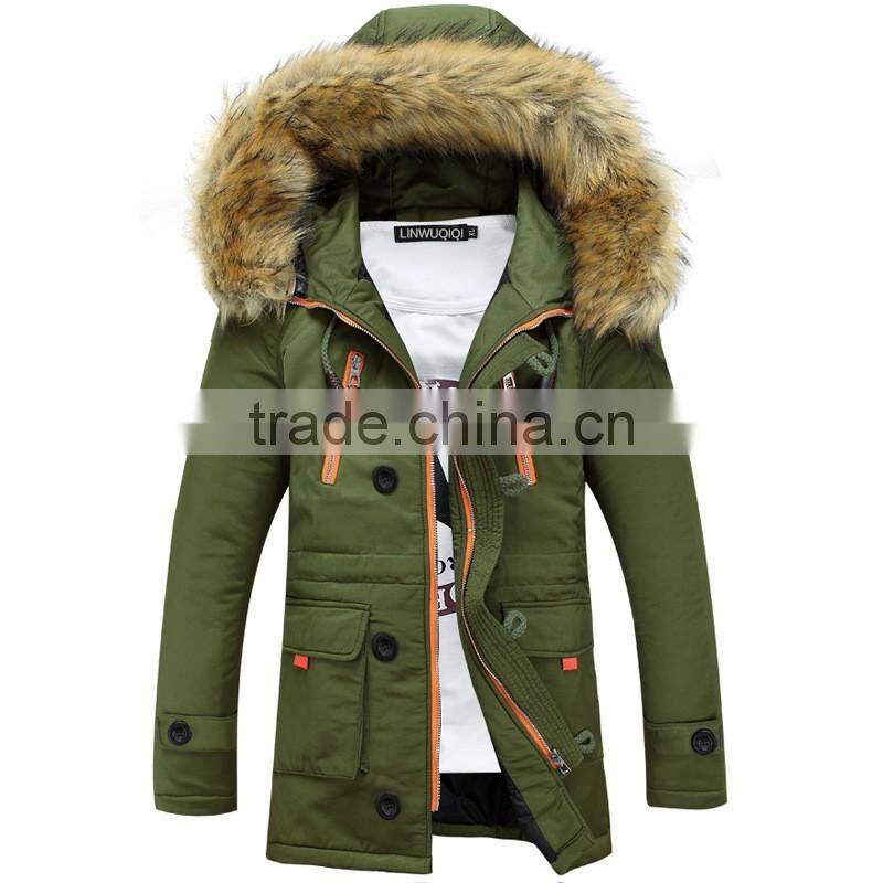 unisex Fur Collar coat women and men 2016 winter jacket