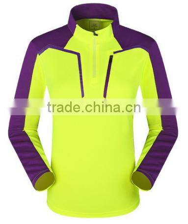 2016 New Long Sleeve Zipper Collar Jerseyes Climbing Hiking Running Camping T-shirt