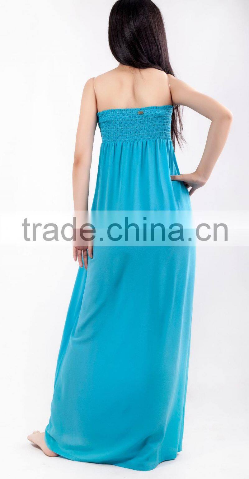 strapless long maxi light blue dresses for wholesale