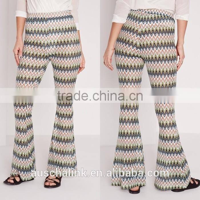bangkok style lady wave effect skinny flare pants OEM service