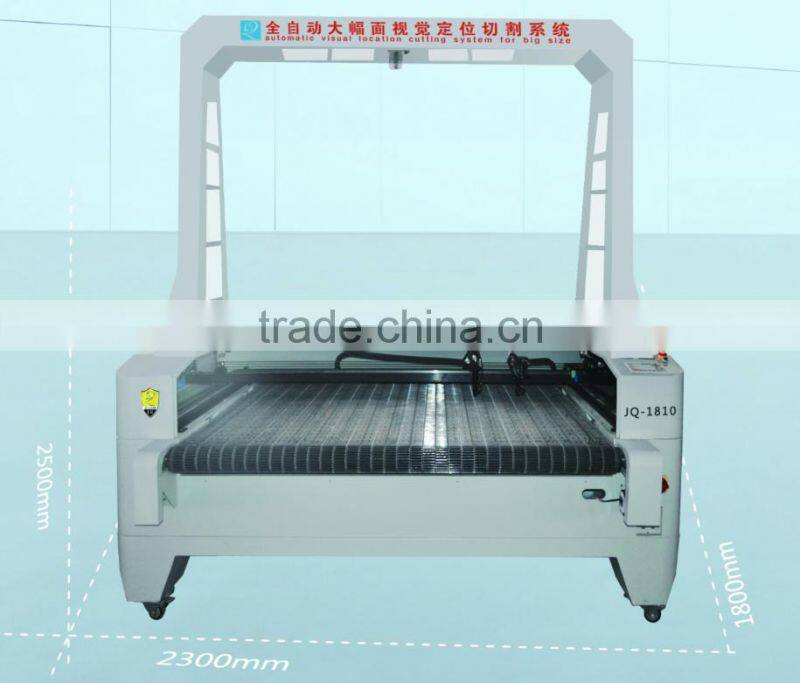 JQ1810 1610 fabric laser cutting machine/big laser textile cutting machine with 1600mm*3000mm FDA CE